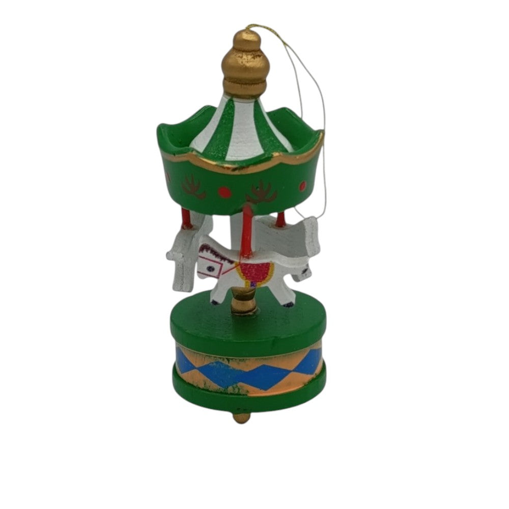 Χριστουγεννιάτικο Ξύλινο Στολίδι Δέντρου Καρουζέλ Πράσινο 8εκ 