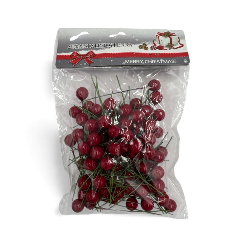 Χριστουγεννιάτικα Διακοσμητικά Κόκκινοι Καρποί 40 Τμχ
