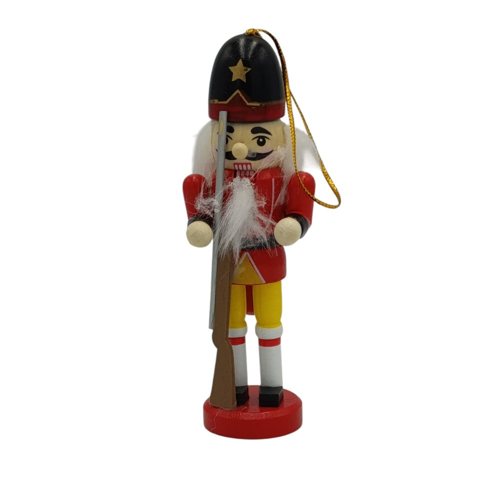 Χριστουγεννιάτικος Ξύλινος Διακοσμητικός Καρυοθραύστης Με Βάση Κόκκινο/Κίτρινο 13εκ