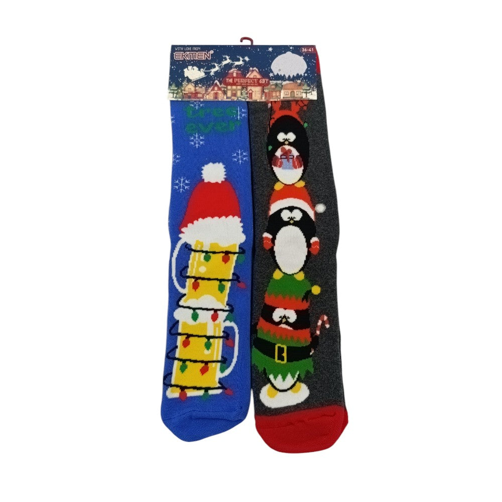 EKMEN Χριστουγεννιάτικες Κάλτσες Ψηλές 2 Ζεύγη Νο36-41