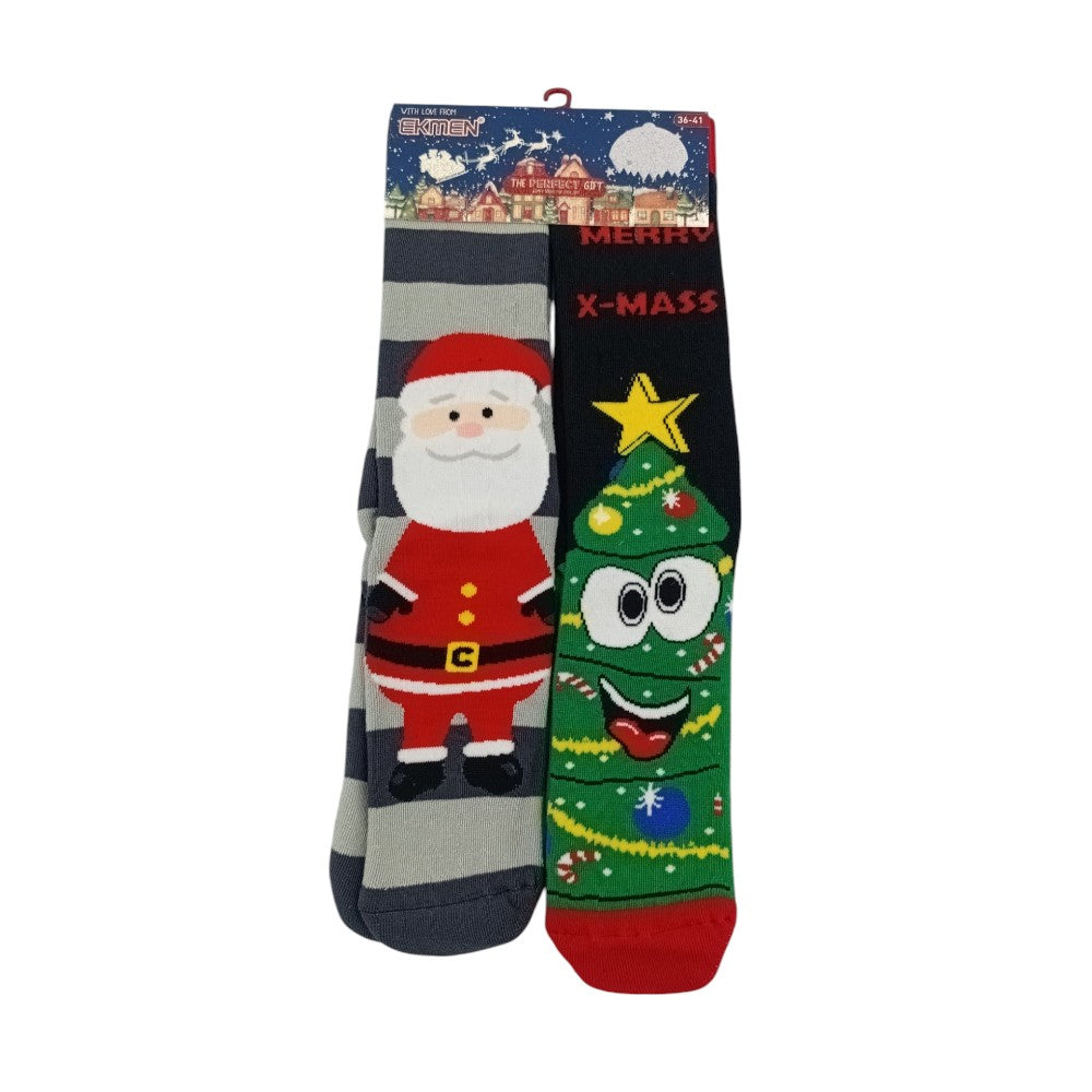 EKMEN Χριστουγεννιάτικες Κάλτσες Ψηλές 2 Ζεύγη Νο36-41