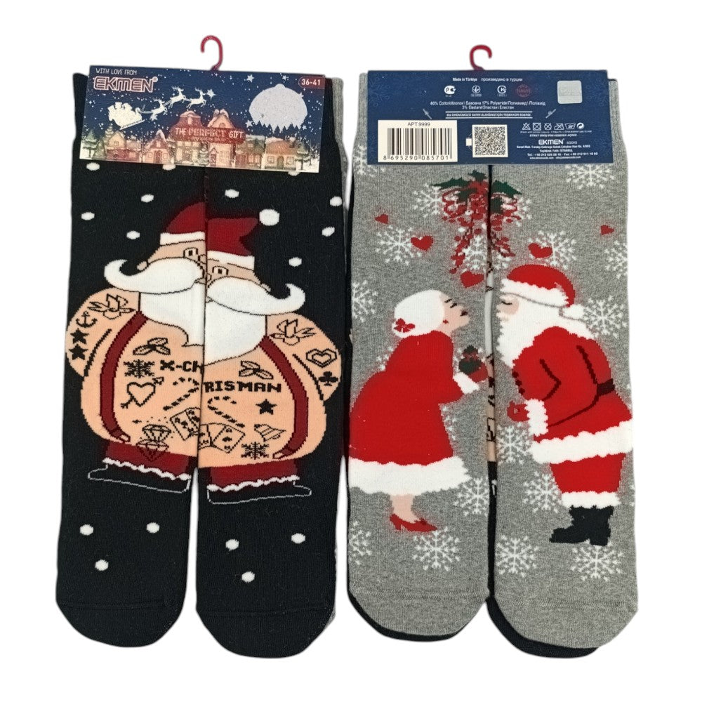 EKMENEKMEN Χριστουγεννιάτικες Κάλτσες Ψηλές Άγιος Βασίλης Ζευγάρι 2 Ζεύγη Νο36-41papell.gr