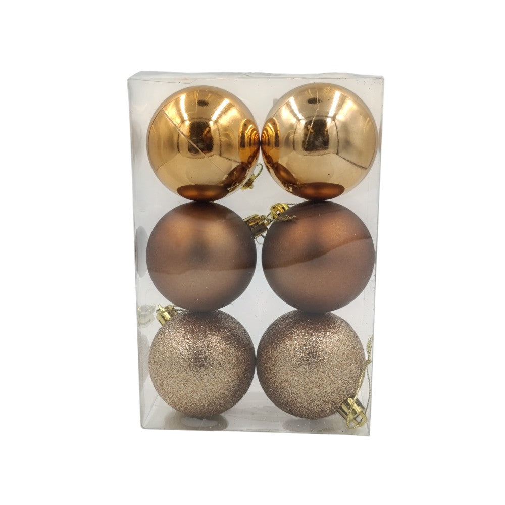 Χριστουγεννιάτικες Μπάλες Μπρονζέ 6εκ 6Τμχ
