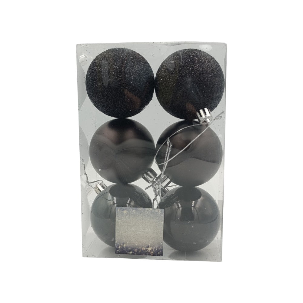 OEMΧριστουγεννιάτικες Μπάλες Μαύρες 6εκ 6Τμχpapell.gr