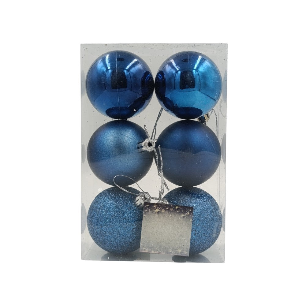 Χριστουγεννιάτικες Μπάλες Μπλε 6εκ 6Τμχ