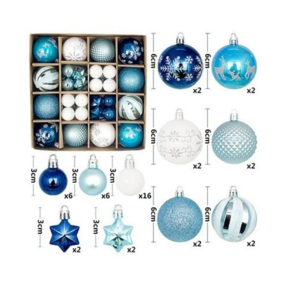 TrademarktΧριστουγεννιάτικες Μπάλες Σετ Μπλε Λευκό Ματ Γυαλιστερές Glitter Διάφορα Σχέδια 3-6εκ 44τμχpapell.gr