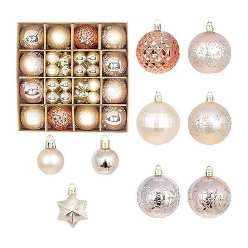 TrademarktΧριστουγεννιάτικες Μπάλες Σετ Χρυσό Σαμπανί Ματ Γυαλιστερές Glitter Διάφορα Σχέδια 3-6εκ 44τμχpapell.gr