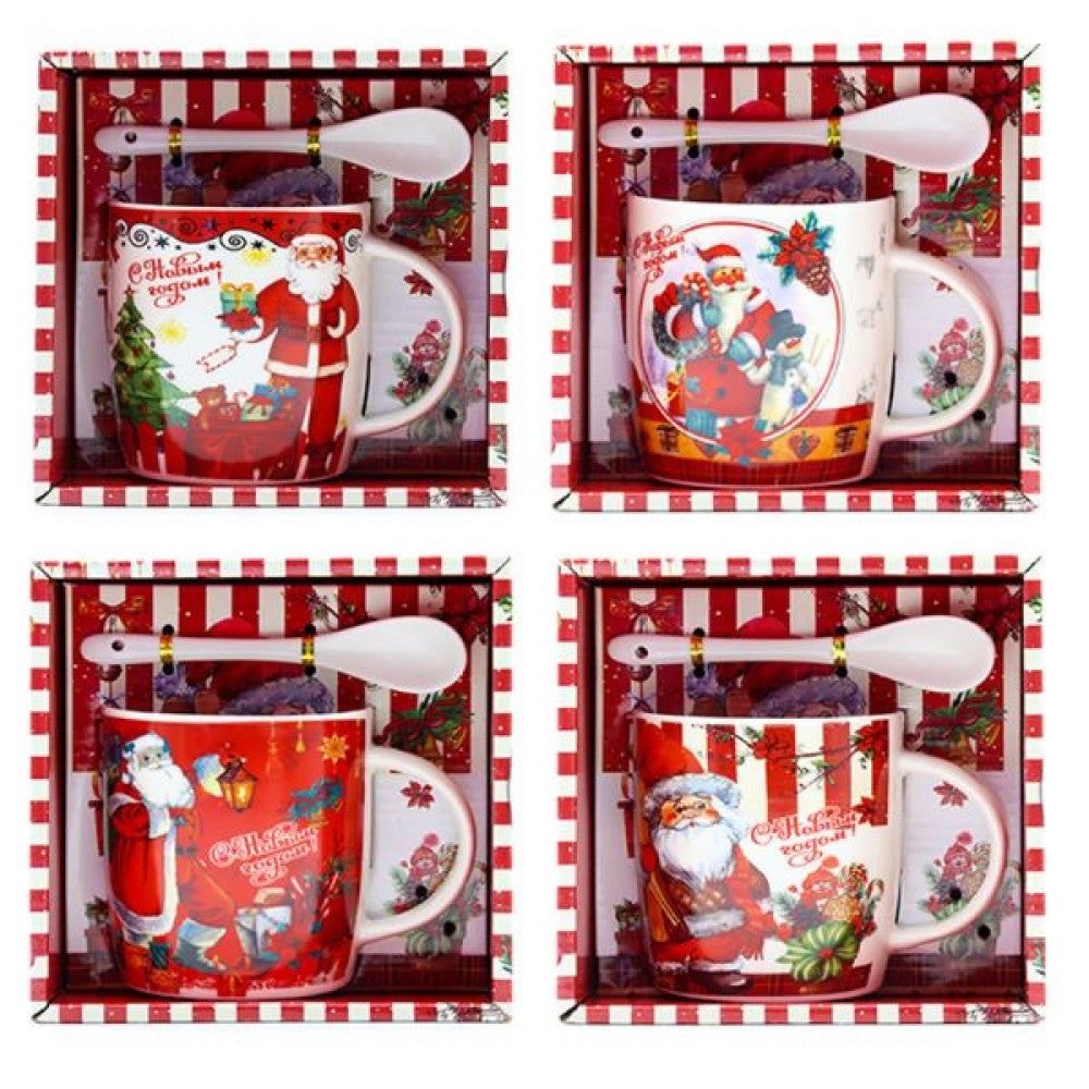 TrademarktΧριστουγεννιάτικη Κούπα Με Κουτάλι 380ml 4 Σχέδια 15x14,5x10εκ - 1Τμχpapell.gr