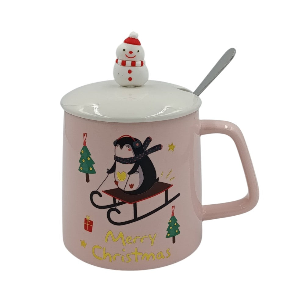 TrademarktΧριστουγεννιάτικη Κούπα Ροζ Ελαφάκι Merry Christmas Με Καπάκι Και Κουταλάκι 3 Σχέδιαpapell.gr