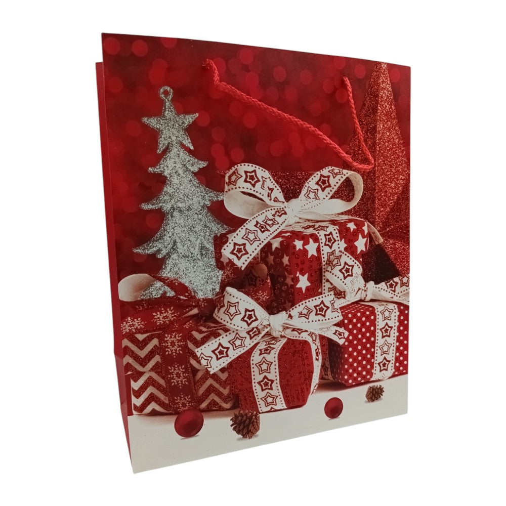 TrademarktΧριστουγεννιάτικη Τσάντα Δώρου Χάρτινη Κόκκινα Δώρα 2 Σχέδια 26x32x10εκpapell.gr