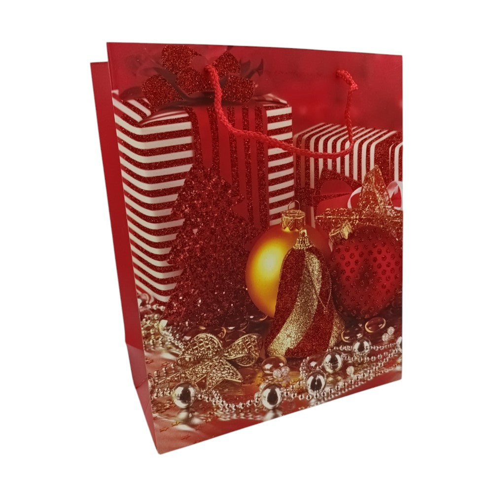 TrademarktΧριστουγεννιάτικη Τσάντα Δώρου Χάρτινη Κόκκινα Δώρα 2 Σχέδια 26x32x10εκpapell.gr
