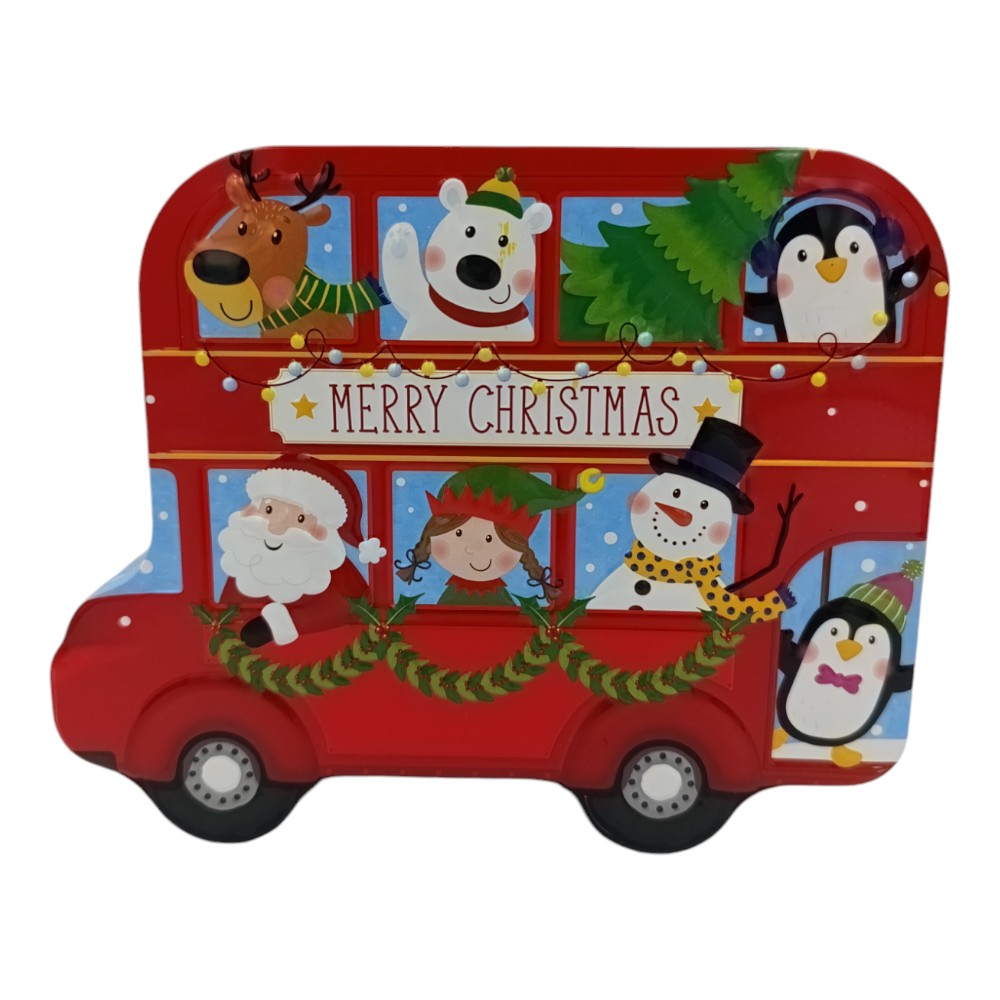 Χριστουγεννιάτικο Μεταλλικό Κουτάκι Λεωφορείο 19Χ15.5Χ7εκ