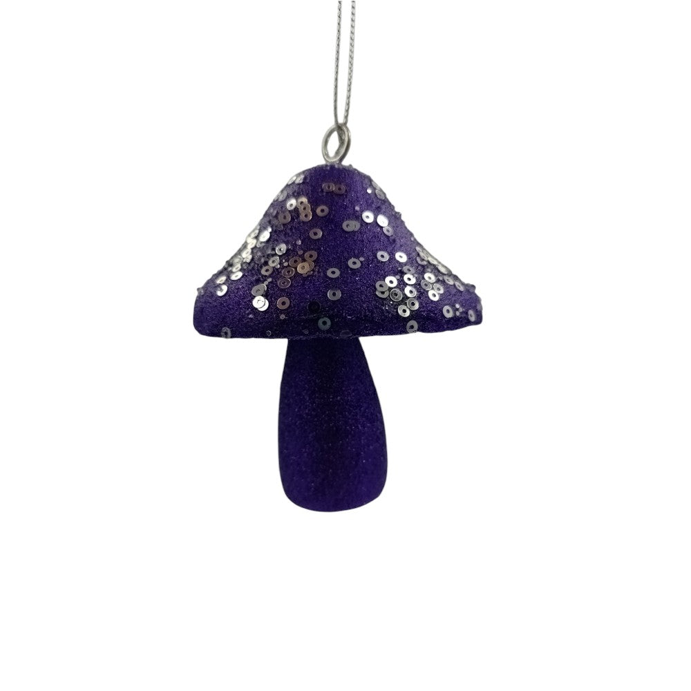 Χριστουγεννιάτικο Στολίδι Δέντρου Μανιτάρι Μωβ Φελιζόλ 10Χ8εκ