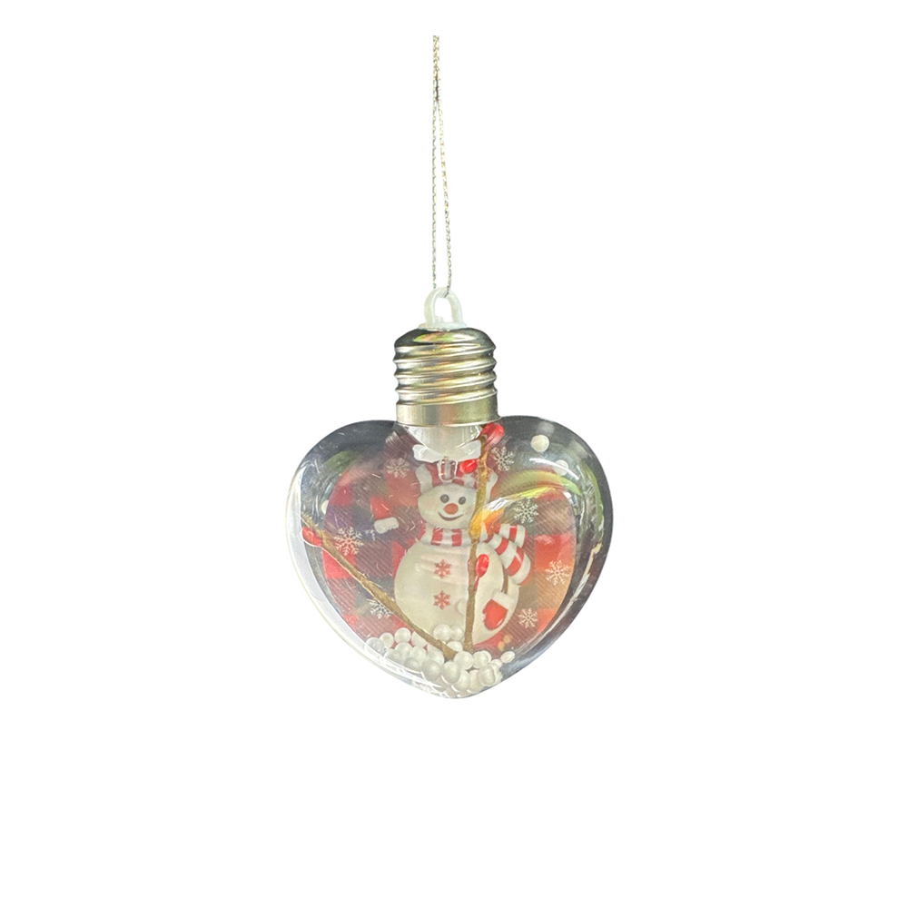 OEMΧριστουγεννιάτικο Στολίδι Σε Σχήμα Καρδιάς Με Φως Και Σχέδιο Χιονάνθρωπο 10 Εκpapell.gr