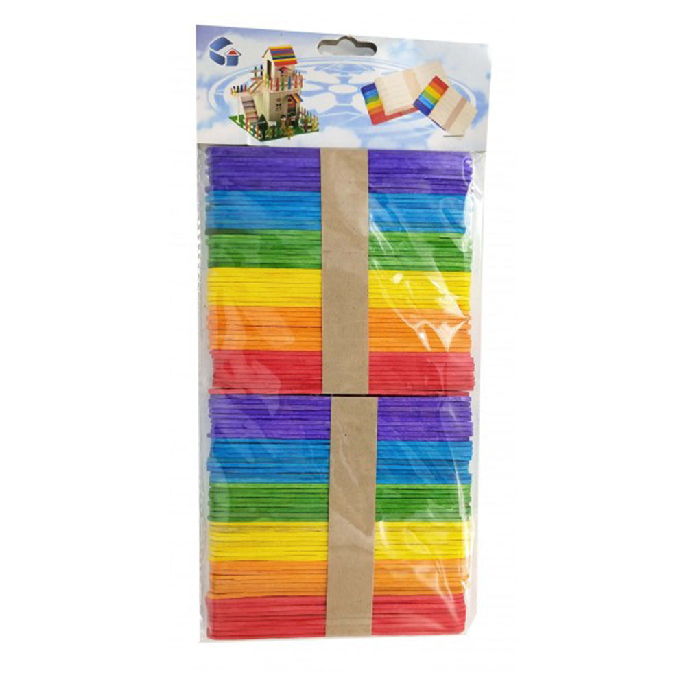 Ξυλάκια Χειροτεχνίας Χρωματιστά 100mm – 100 Τμχ