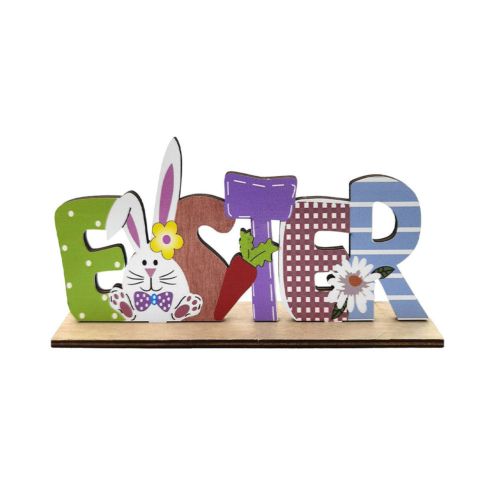Ξύλινο Διακοσμητικό “Happy Easter” με Λαγό & Καρότο 22x9εκ