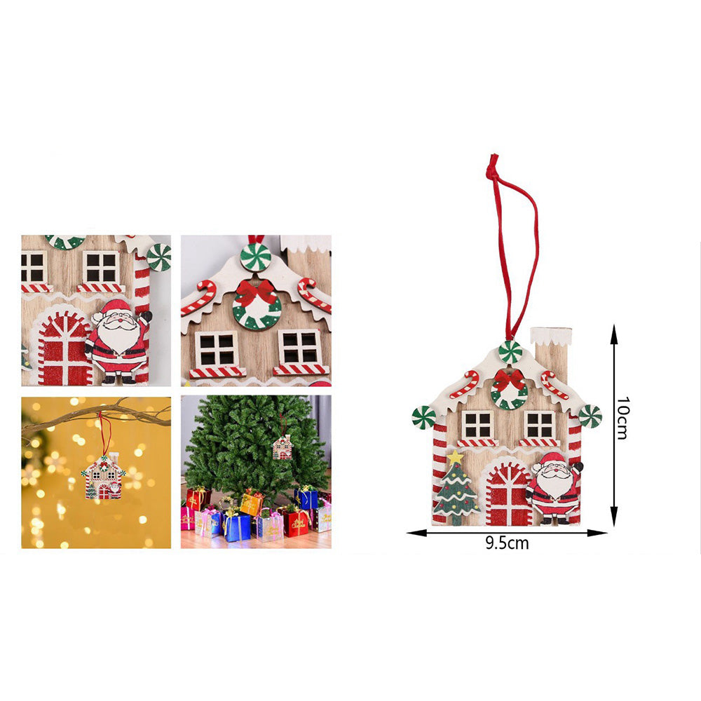 Χριστουγεννιάτικο Ξύλινο Στολίδι Σπιτάκι με Άγιο Βασίλη 10x9,5εκ – 1 Τμχ