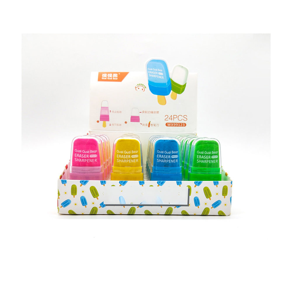 Ξύστρα - Γόμα Παγωτάκι 4 Χρώματα - 1 Τμχ