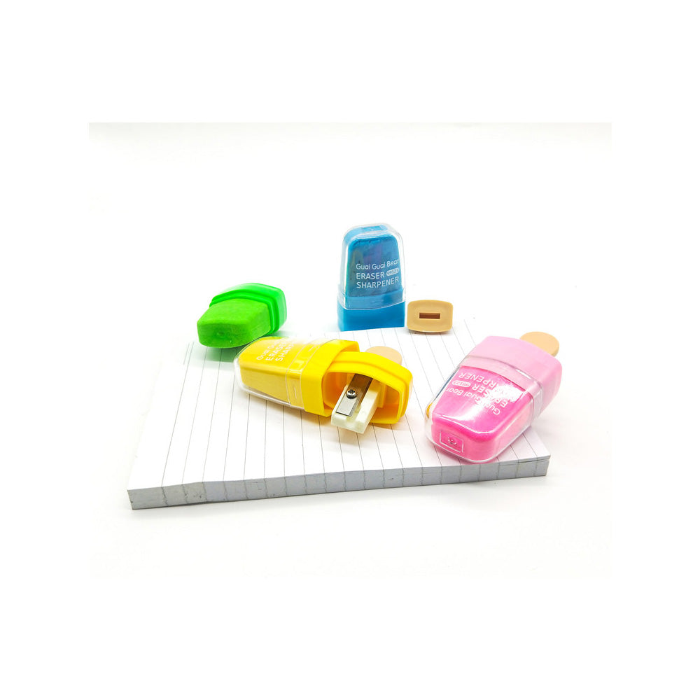 Ξύστρα - Γόμα Παγωτάκι 4 Χρώματα - 1 Τμχ