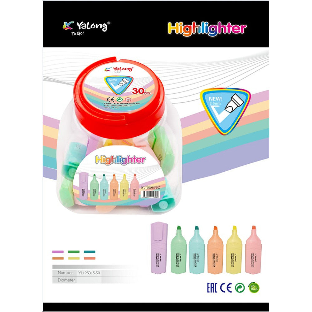 Yalong Μαρκαδόρος Υπογράμμισης Μίνι 6 Pastel Χρώματα- 1Τμχ