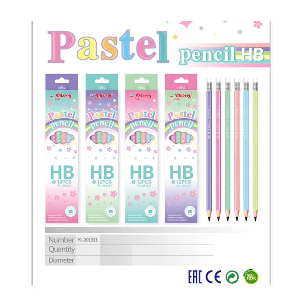 YALONGYalong Μολύβια Pastel HB Με Σβήστρα 12Τμχpapell.gr