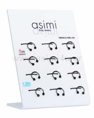 Black Circular Barbell Με Ζιργκον 1.2Χ8Mm