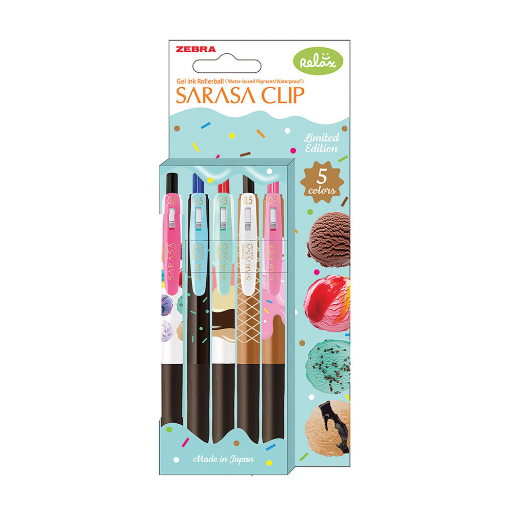 Zebra Σετ Στυλό Sarasa Clip Ice Cream Gel 0.5mm 5 Τεμαχίων