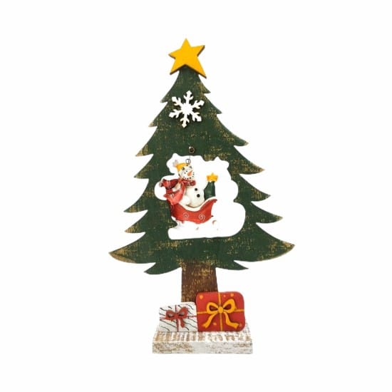 Χριστουγεννιατικο Επιτραπεζιο Διακοσμητικο Δεντρακι Αη Βασιλης/ Χιονανθρωπος 25Χ15Cm